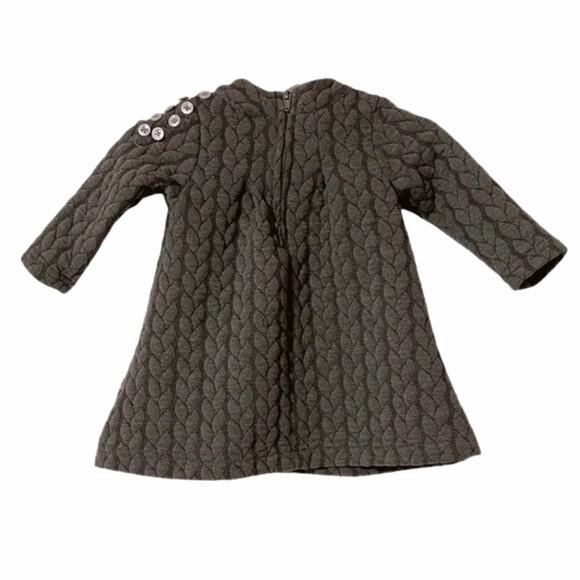 Le Top Baby Girls Gray Quilted Knit Dress Size 6 Months Long Sleeve - Picture 4 of 8
